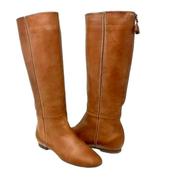 Chloé Leather Heloise Knee High Rear Zip Riding Boots 7.5 - Picture 7 of 10